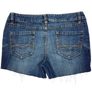Mossimo‎ Y2K Low-Rise Y2K Jean Shorts Sz 7S Cutoffs Stretch Grunge Faded Denim